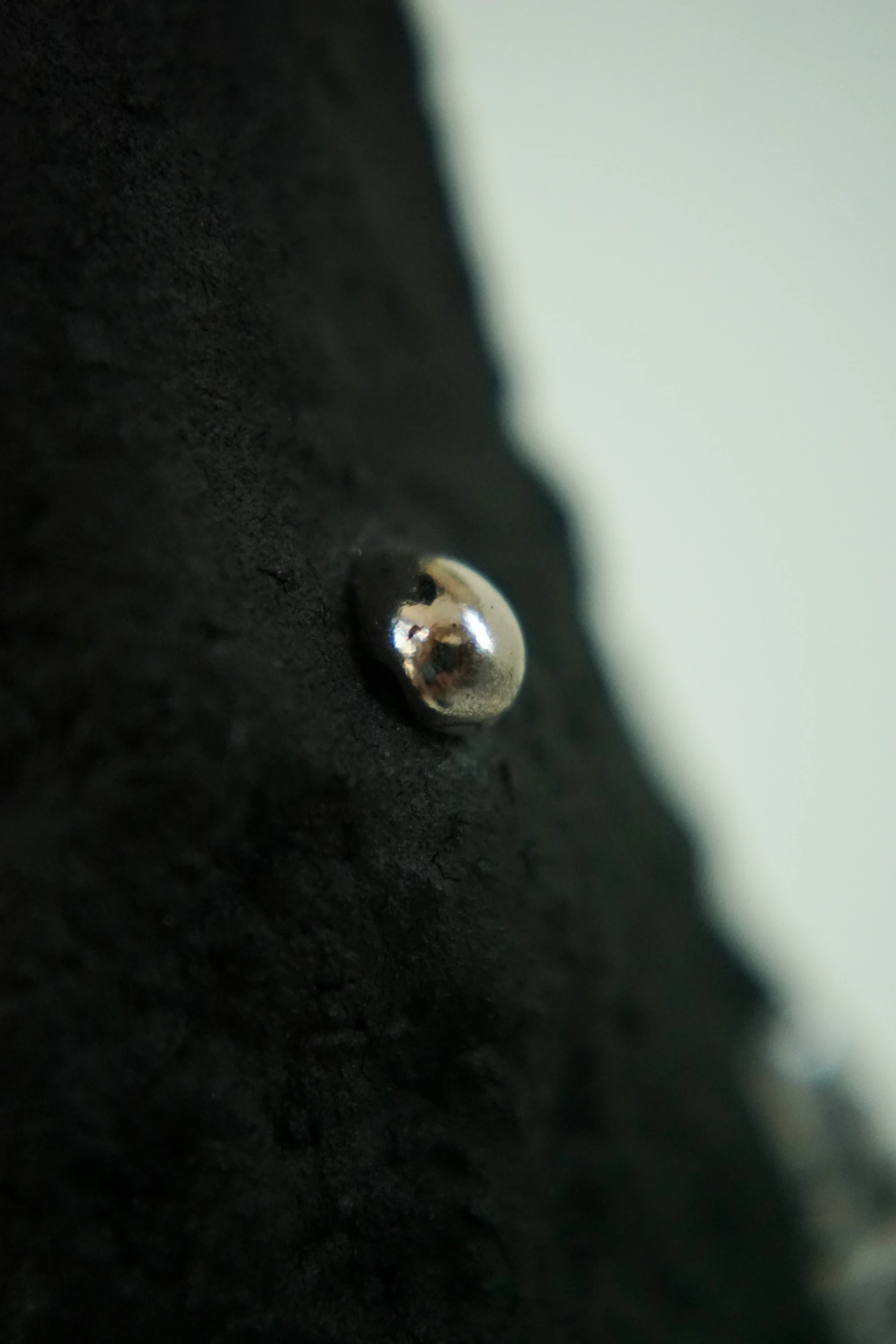 Silver Black Inkcap (2026), ceramic sculpture by Sjors Driessen with a tall dark mushroom-like form finished with textured glaze and reflective silver lustre.