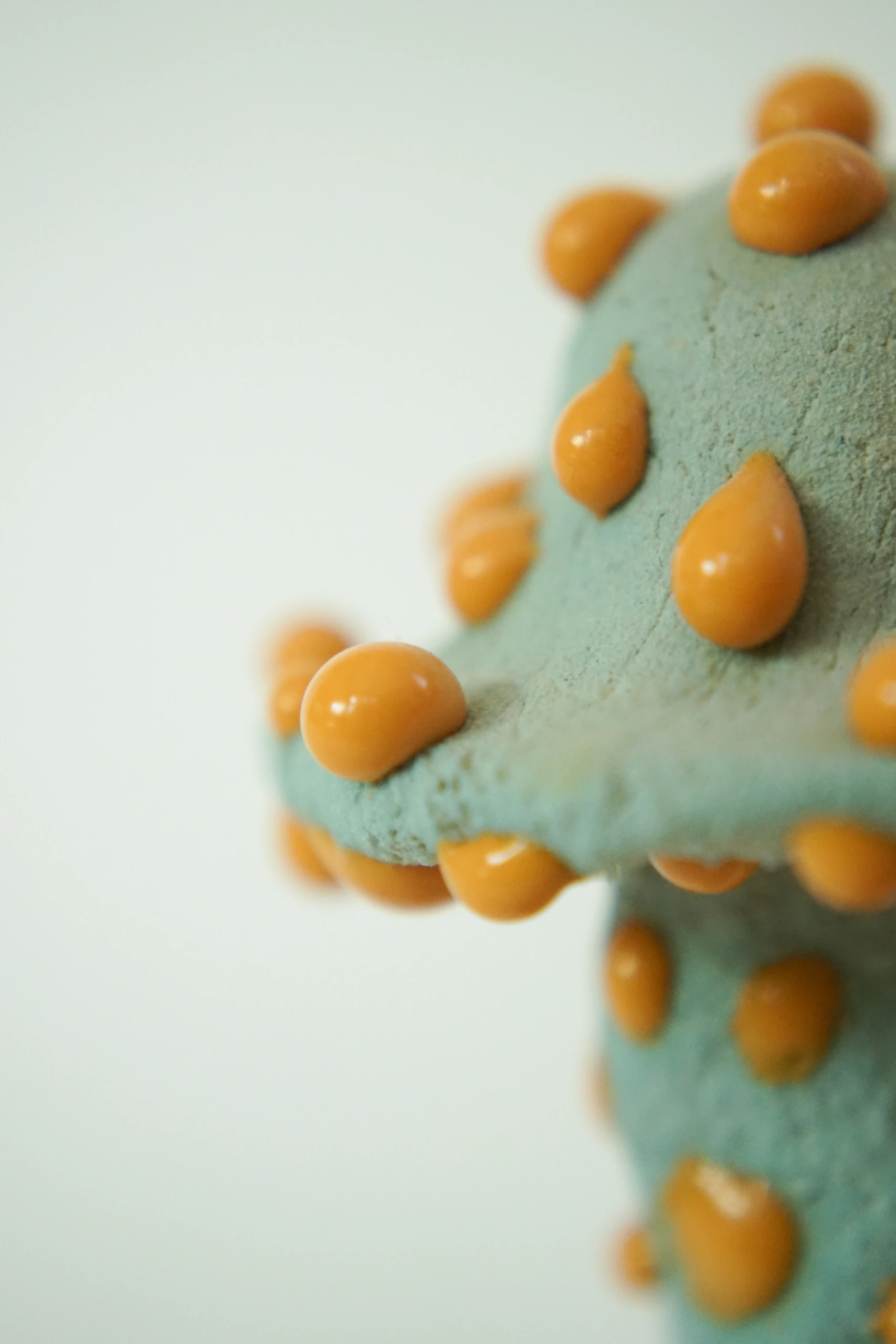 Orange Blue Roundcap (2026), ceramic sculpture by Sjors Driessen with a rounded orange mushroom-like form finished with textured blue glaze.